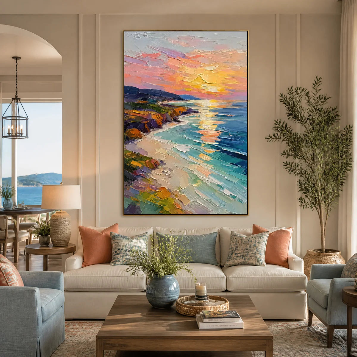 Prism Cove in a refined living room with gold frame