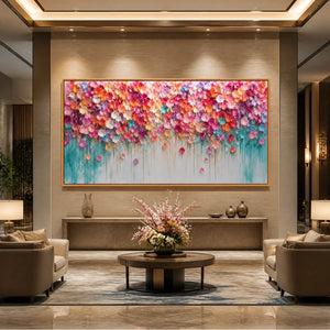 Festival Bloom Cascade in a refined hotel interior with wood frame