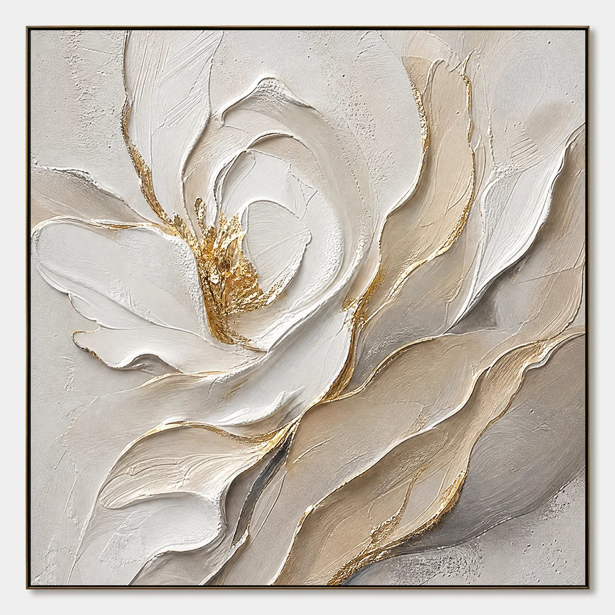 Ivory Magnolia Relief hand-painted artwork