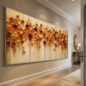 Amber Bloom Cascade in a refined entry hall with silver frame