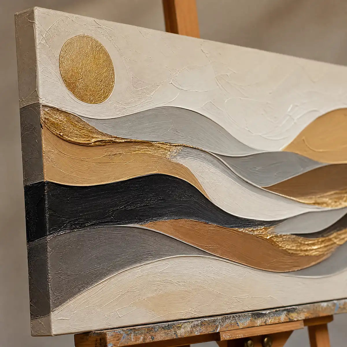 Close-up detail of Desert Current showing hand-painted texture and part of the frame