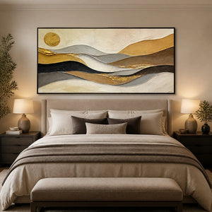 Desert Current in a refined bedroom with black frame