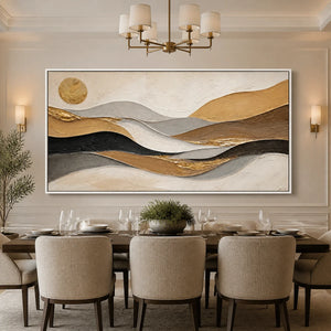 Desert Current in a refined dining room with white frame