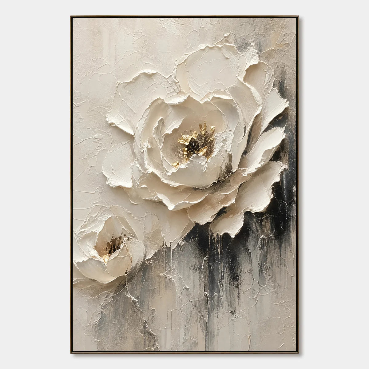 Ivory Rose Relief hand-painted artwork