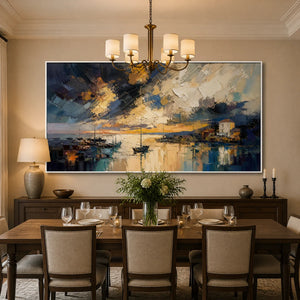Midnight Harbor Light in a refined dining room with white frame