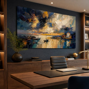 Midnight Harbor Light in a refined office, frameless