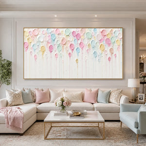 Pastel Petal Rain in a refined living room with gold frame