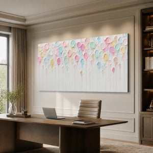 Pastel Petal Rain in a refined office, frameless