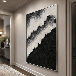 Monochrome Rift in a refined entry hall with silver frame