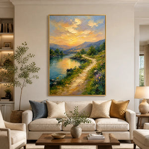 Sunpath Valley in a refined living room with gold frame