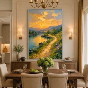 Sunpath Valley in a refined dining room with white frame
