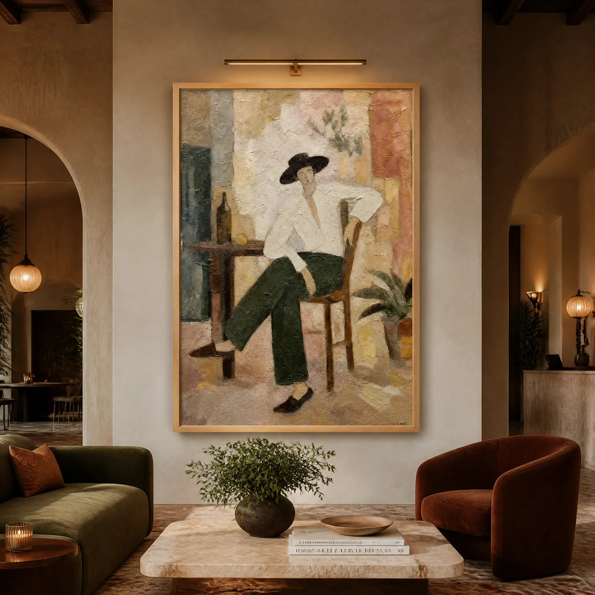 Studio Afternoon in a refined hotel interior with wood frame