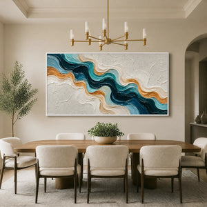 Tidal Ribbon in a refined dining room with white frame