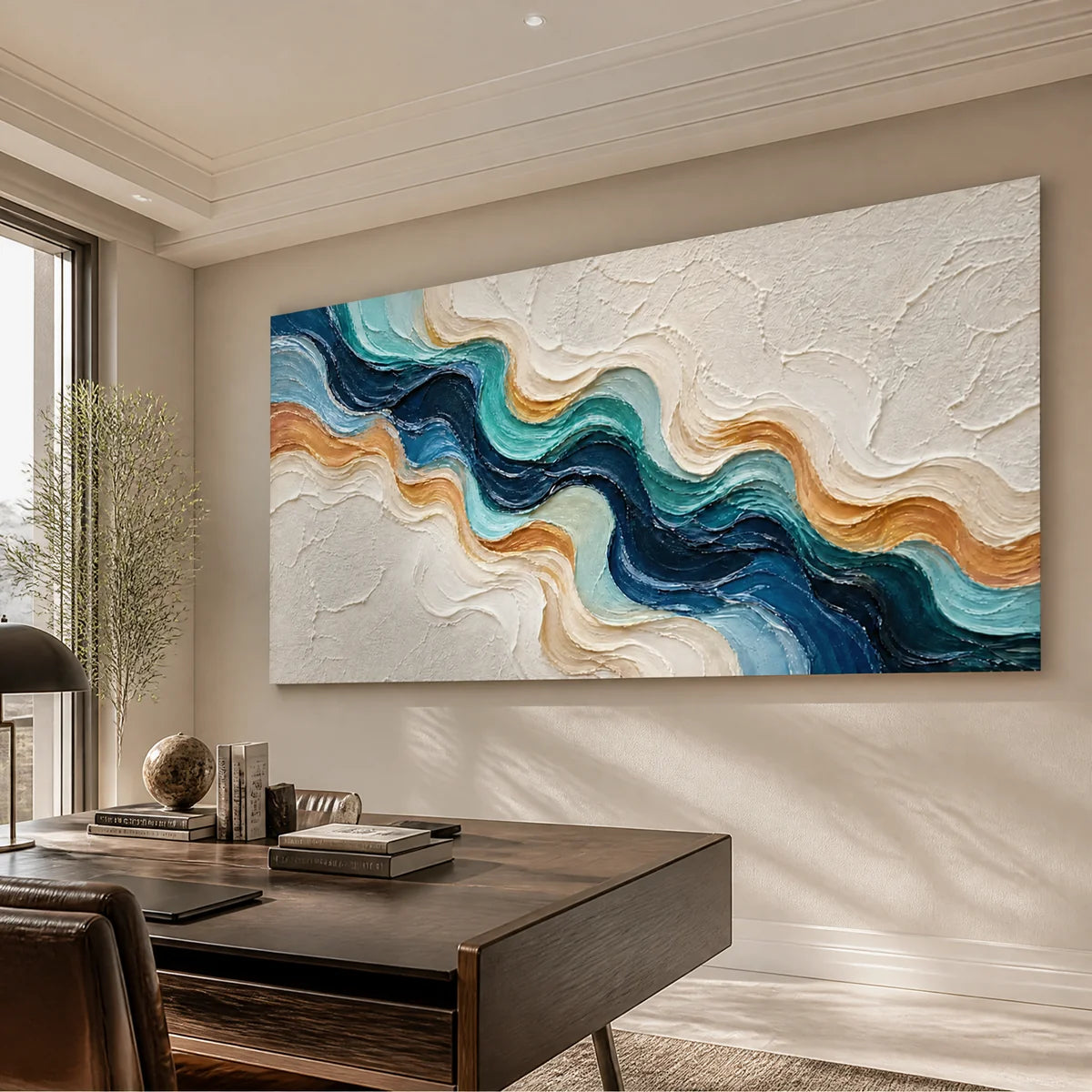 Tidal Ribbon in a refined office, frameless