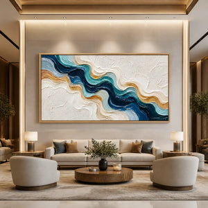 Tidal Ribbon in a refined hotel interior with wood frame