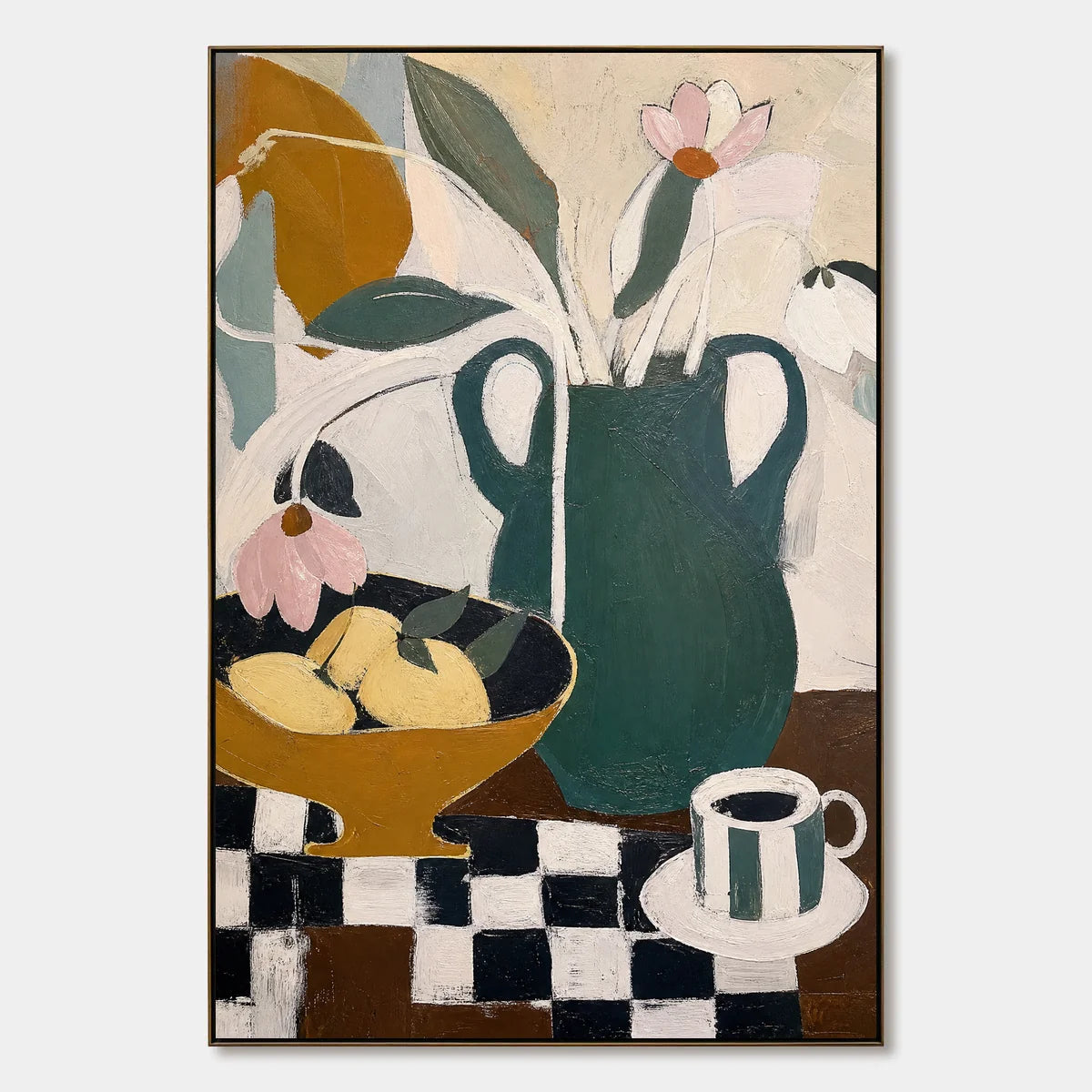 Checkered Still Life hand-painted artwork