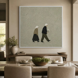 Companions In Silence in a refined dining room with white frame