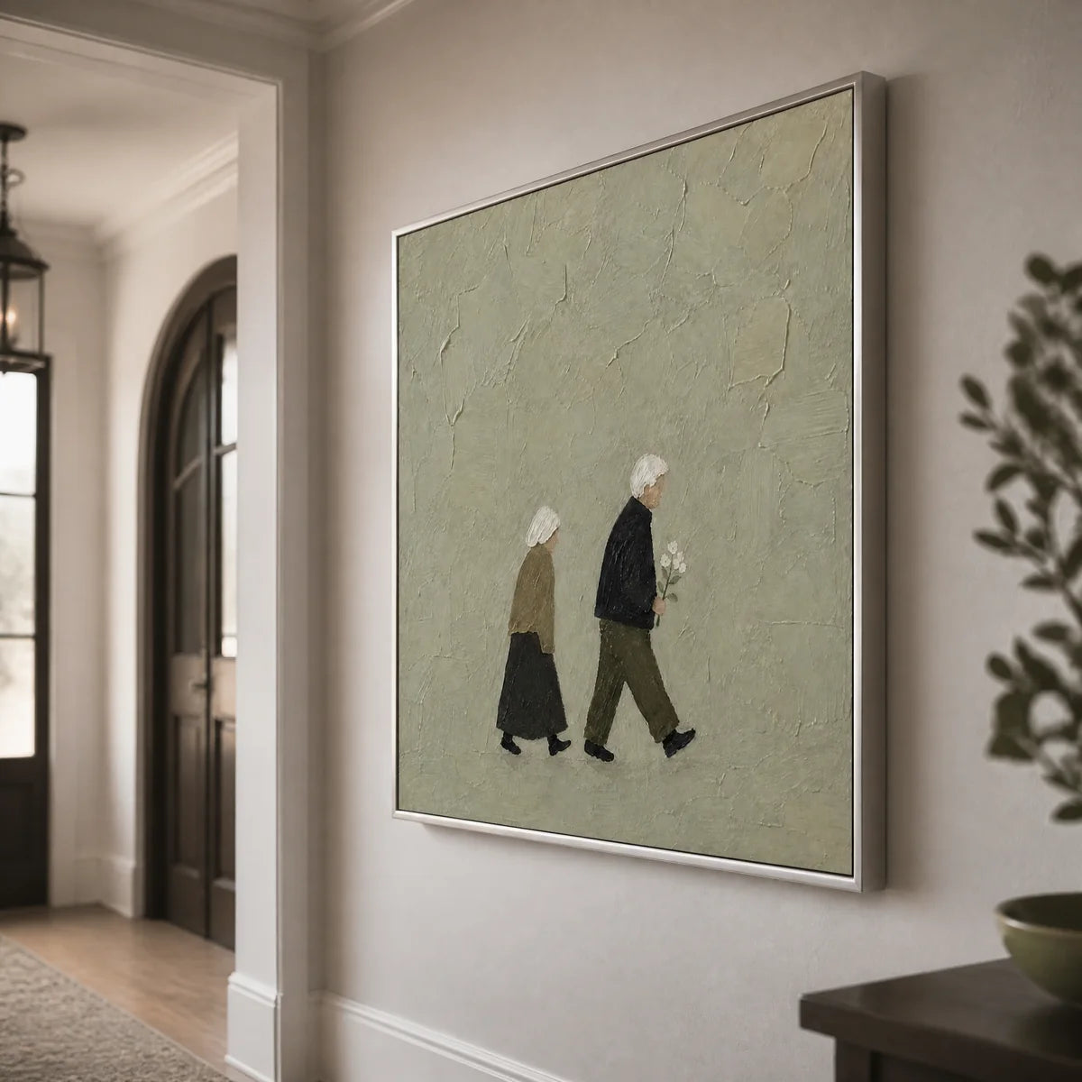Companions In Silence in a refined entry hall with silver frame