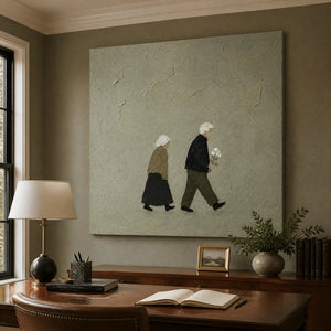 Companions In Silence in a refined office, frameless