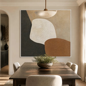 Quiet Forms in a refined dining room with white frame