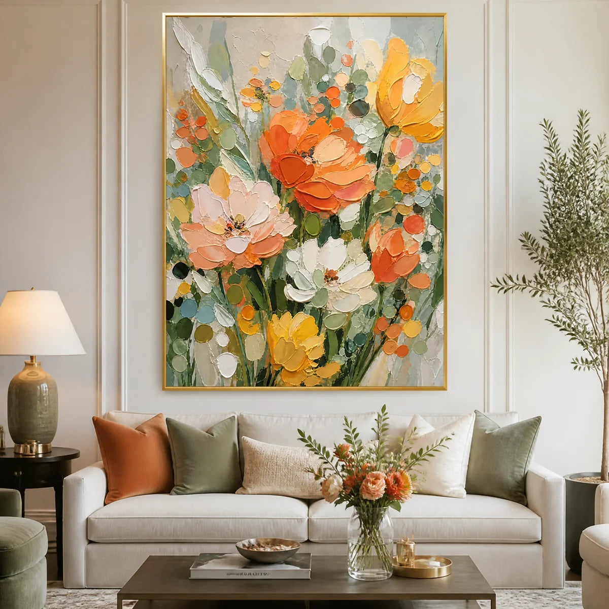 Citrus Garden in a refined living room with gold frame
