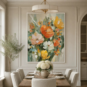 Citrus Garden in a refined dining room with white frame