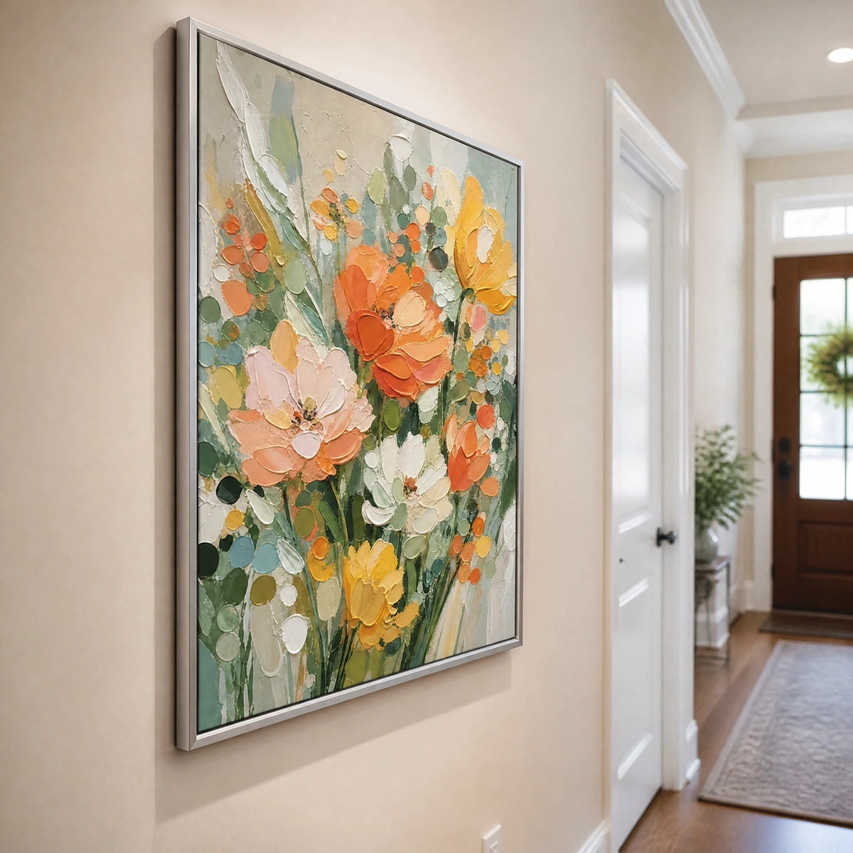Citrus Garden in a refined entry hall with silver frame