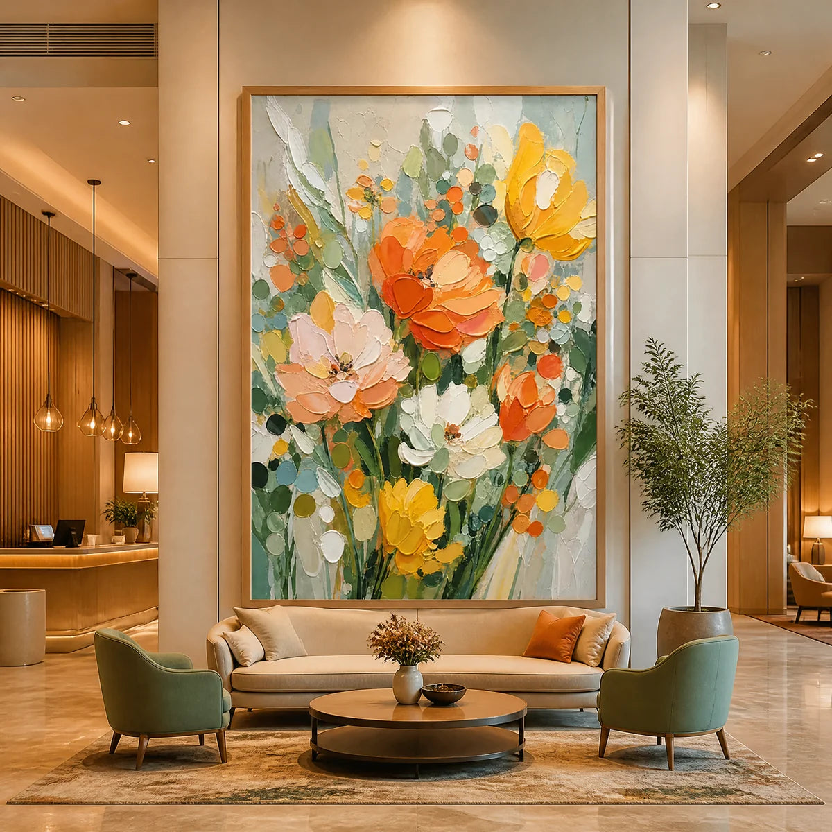 Citrus Garden in a refined hotel interior with wood frame