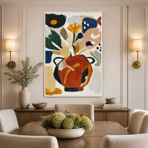 Botanical Table in a refined dining room with white frame