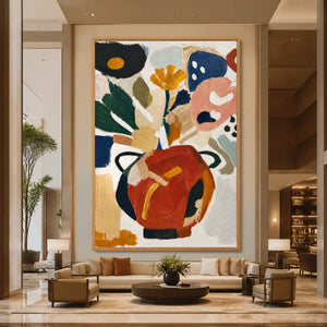 Botanical Table in a refined hotel interior with wood frame
