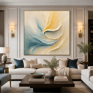 Celestial Fold in a refined living room with gold frame