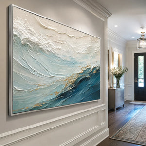 Open Water Crest in a refined entry hall with silver frame