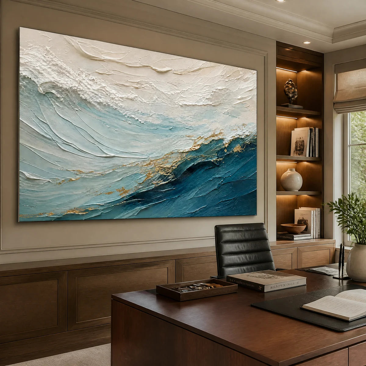 Open Water Crest in a refined office, frameless