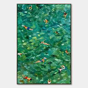 Emerald Swimmers hand-painted artwork