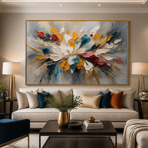 Petal Explosion in a refined living room with gold frame