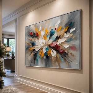 Petal Explosion in a refined entry hall with silver frame