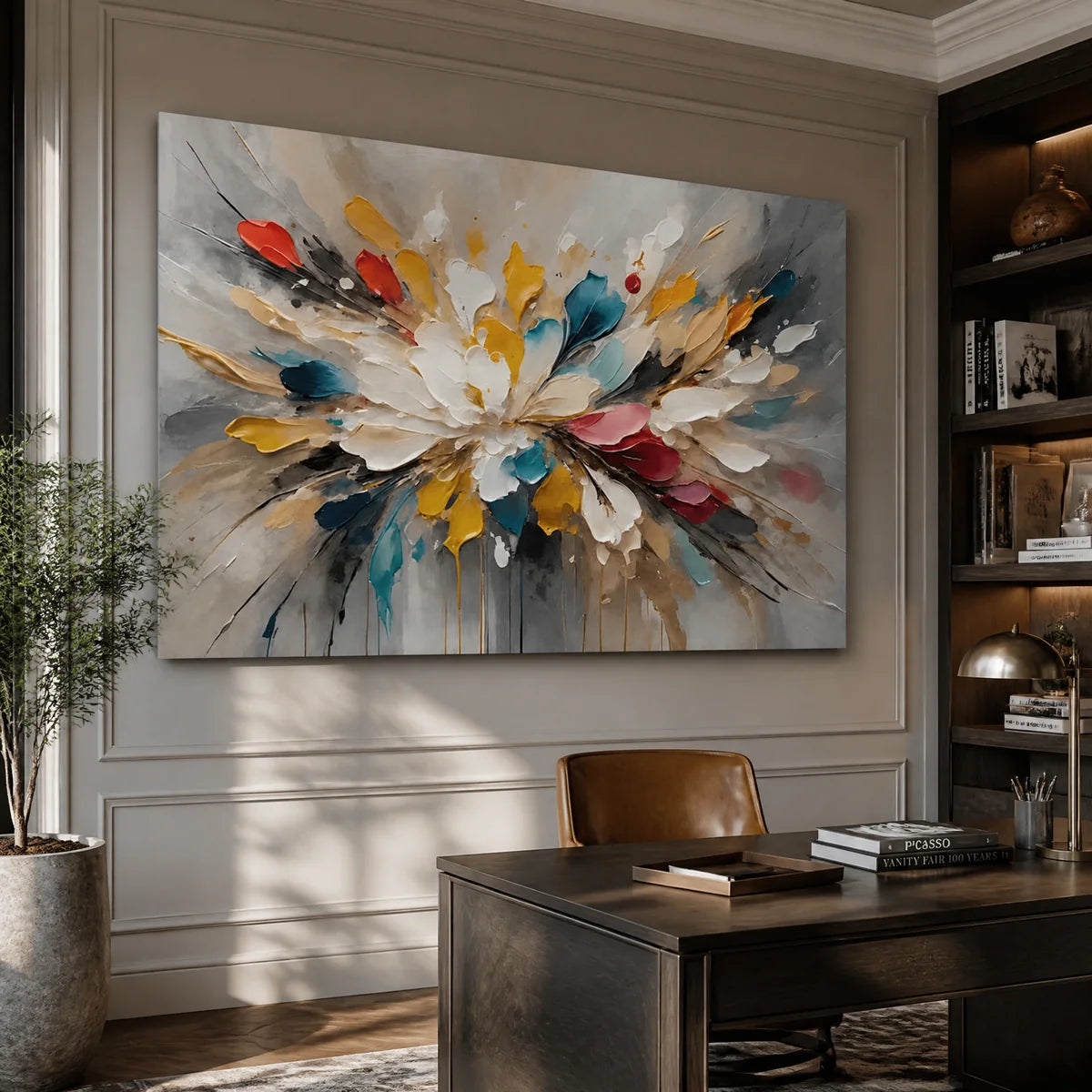 Petal Explosion in a refined office, frameless