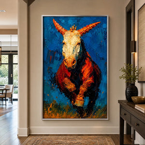 Ember Stallion in a refined entry hall with silver frame