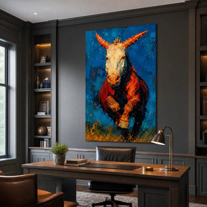 Ember Stallion in a refined office, frameless