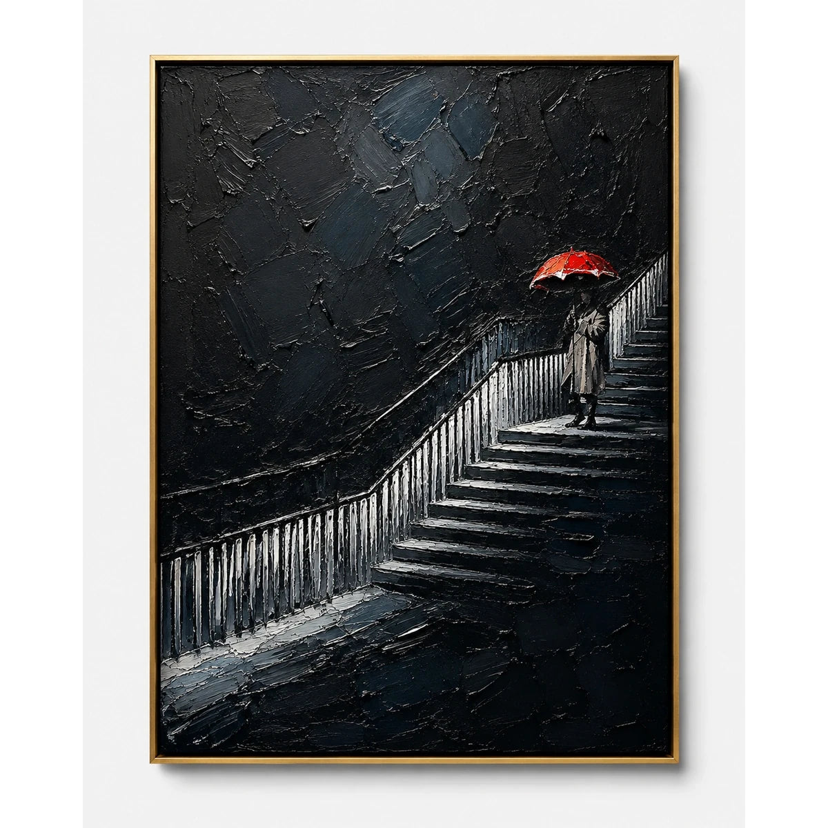 Ascent In Red hand-painted artwork