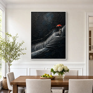 Ascent In Red in a refined dining room with white frame