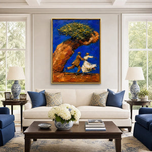 Beneath The Golden Tree in a refined living room with gold frame