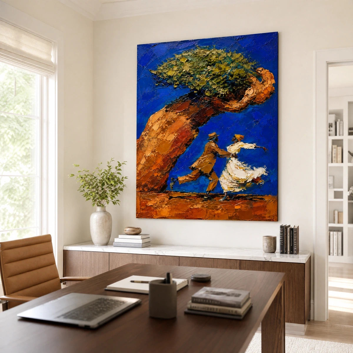 Beneath The Golden Tree in a refined office, frameless