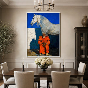 Scarlet Riders in a refined dining room with white frame