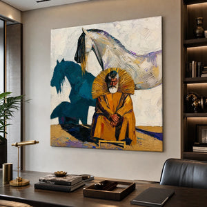 Equestrian Shadow in a refined office, frameless