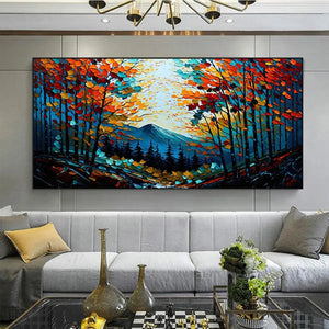 Autumn Forest Landscape Oil Painting - Vibrant Wall Art for Home Decor