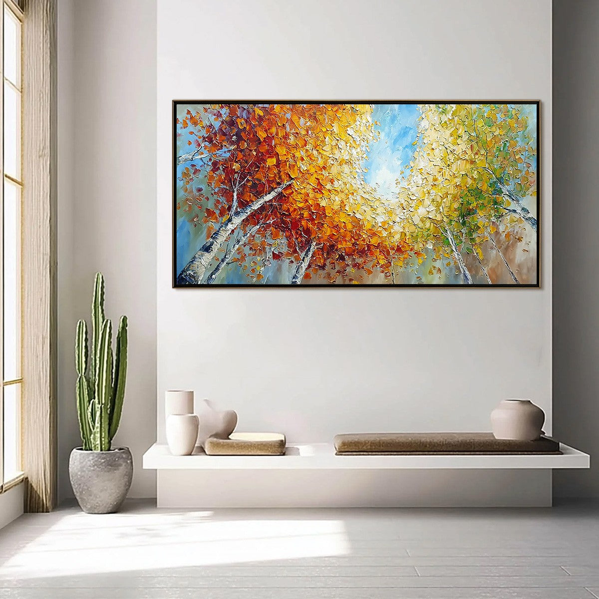 Autumn's Gaze Palette Knife Forest Landscape Oil Painting