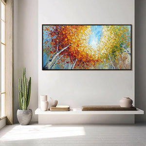 Autumn's Gaze Palette Knife Forest Landscape Oil Painting
