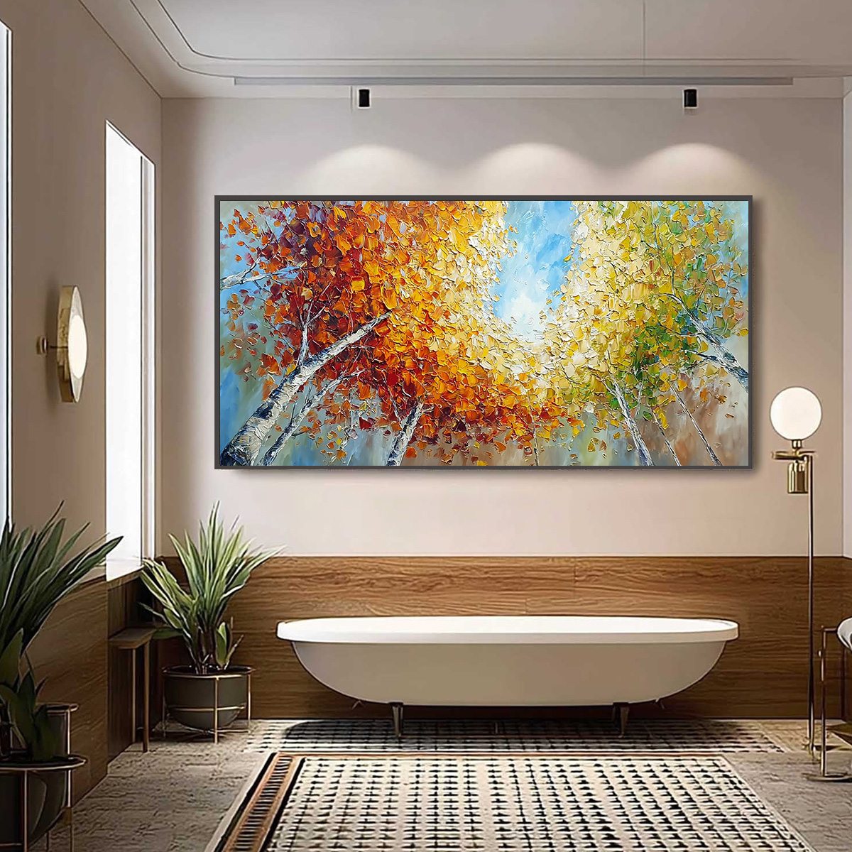 Autumn's Gaze Palette Knife Forest Landscape Oil Painting