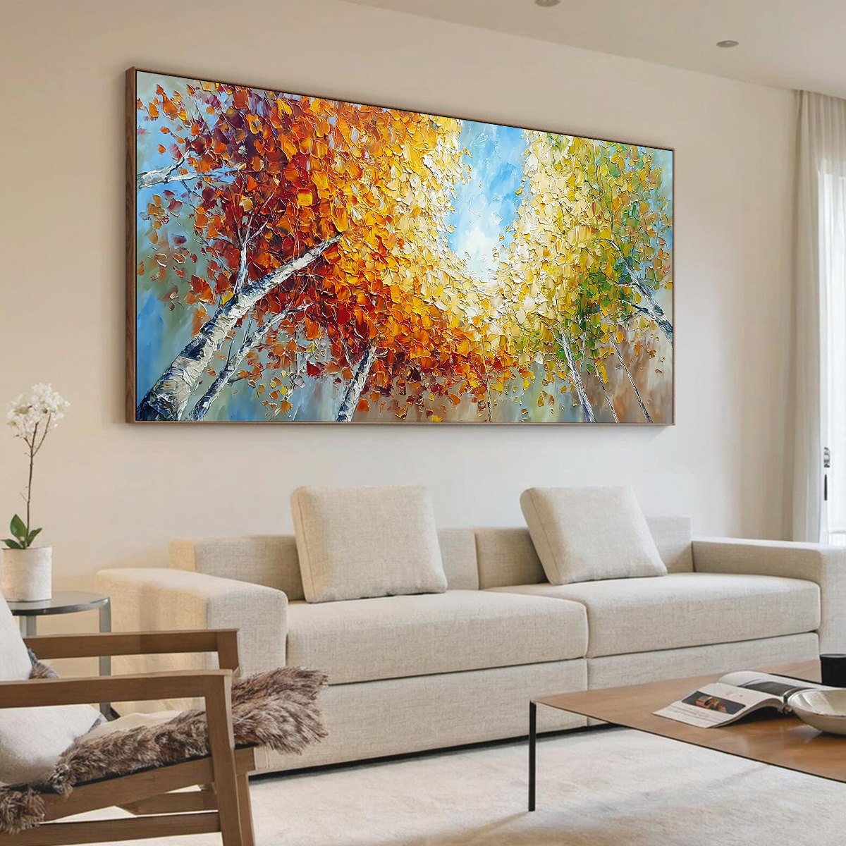Autumn's Gaze Palette Knife Forest Landscape Oil Painting